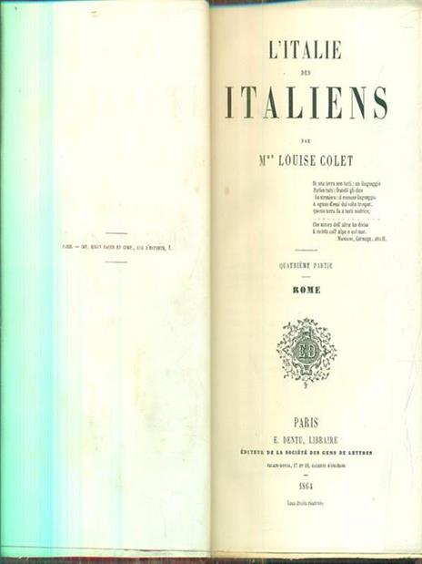 L' Italie des italiens quatrieme partie - Louise Colet - copertina