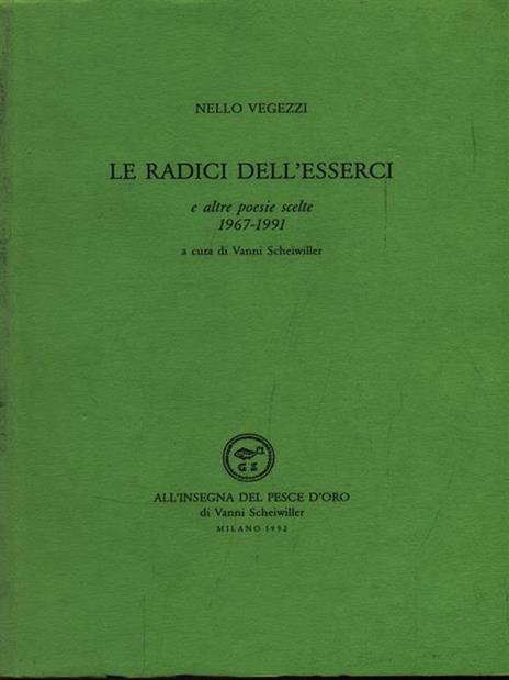 Le radici dell'esserci - Nello Vegezzi - copertina