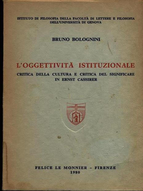 L' oggettività istituzionale - Bruno Bolognini - copertina