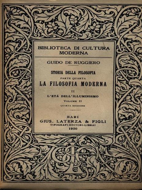 La filosofia moderna vol. II L'età dell'Illuminismo vol. II - Guido De Ruggiero - copertina