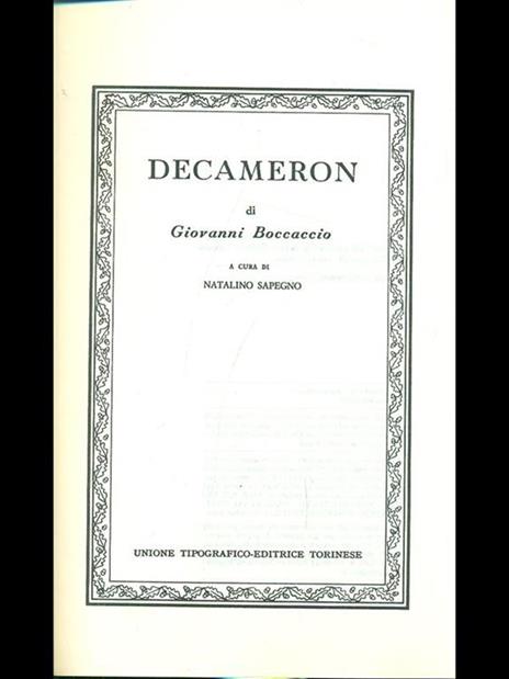 Decameron - Giovanni Boccaccio - copertina