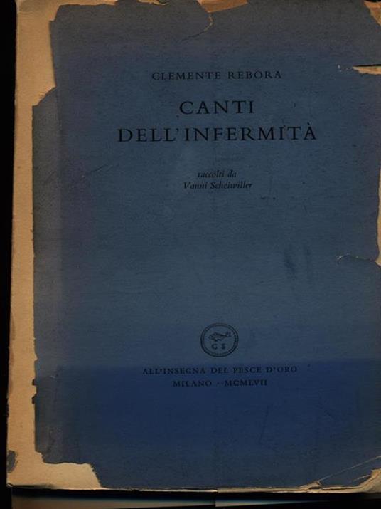 Canti dell'infermità - Clemente Rebora - copertina