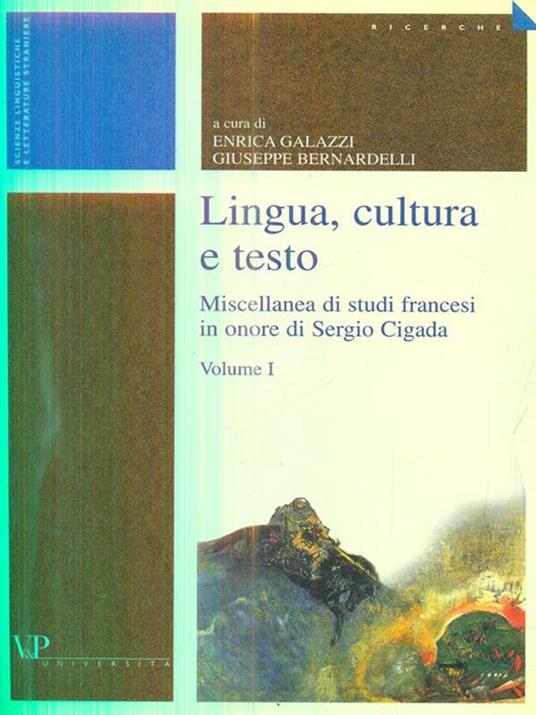 Lingua, cultura e testo vol I - copertina