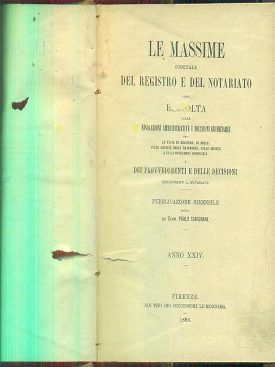 Le massime giornale del registro e del notariato anno XXIV - 1886 - 2