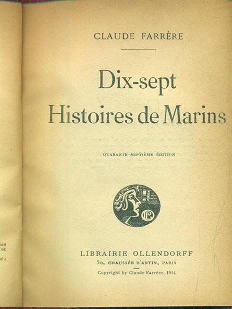 Dix sept histoires de marins - Claude Farrére - copertina