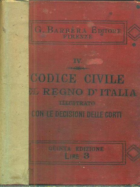 Codice civile del regno d'Italia. quinta edizione - T. Bruno - copertina