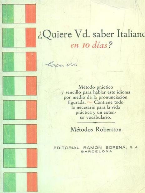 Metodos roberston Quiere usted saber italiano en diez dias? - copertina