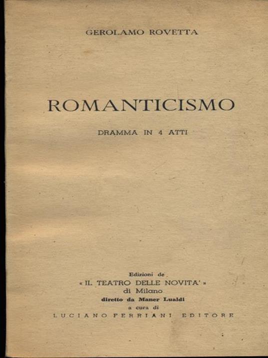 Romanticismo - Gerolamo Rovetta - copertina