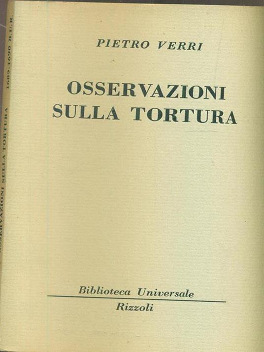 Osservazioni sulla tortura - Pietro Verri - copertina