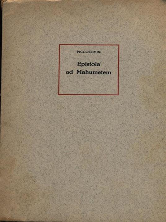 Epistola a Mahumetem - Alessandro Piccolomini - copertina