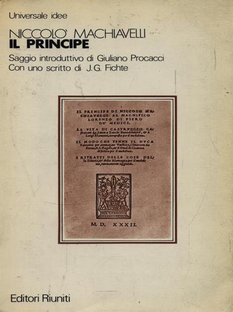 Il Principe - Niccolò Machiavelli - copertina