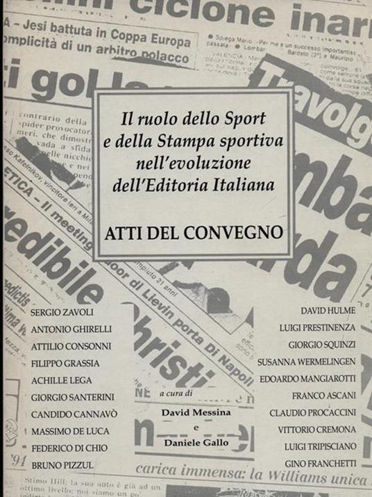 Il ruolo dello sport e della stampa sportiva nell'evoluzione dell'editoria italiana - Gaetano Messina - copertina
