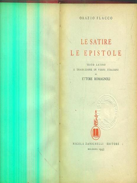 Le satire le epistole - Q. Flacco Orazio - copertina