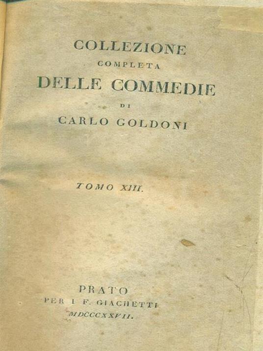 Collezione completa delle commedie tomo XIII - Carlo Golsoni - copertina