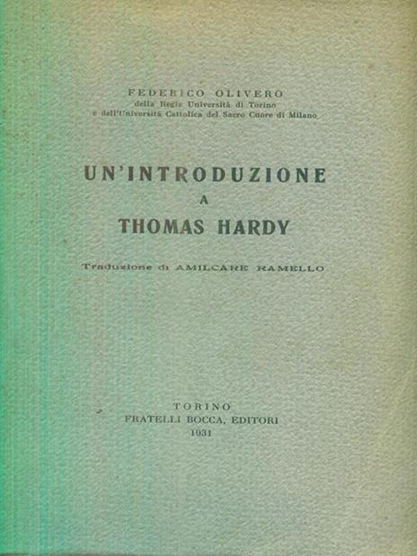 Un' ntroduzione a thomas hardy - Federico Olivero - copertina