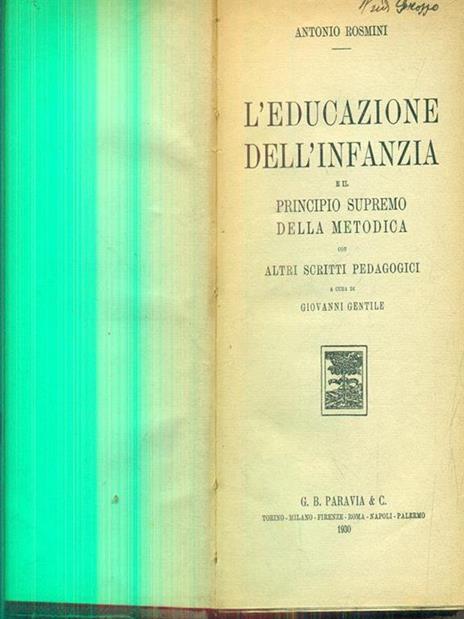 L' educazione dell'infanzia - Antonio Rosmini - copertina