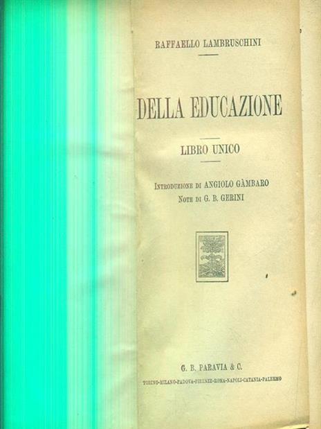 Della educazione - Raffaello Lambruschini - copertina
