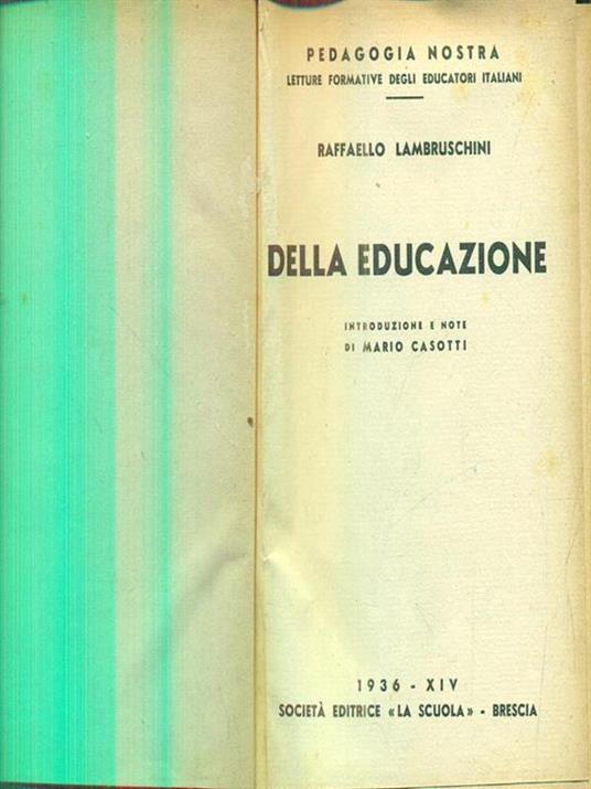 Della educazione - Raffaello Lambruschini - copertina