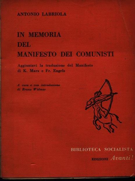 In memoria del manifesto dei comunisti - Antonio Labriola - copertina