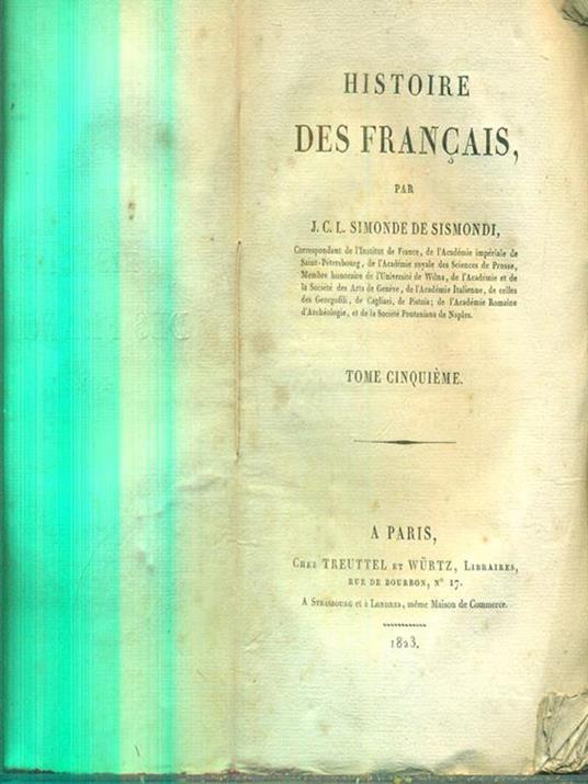 Histoire des francais tome cinquieme - Simonde de Sismondi - 2