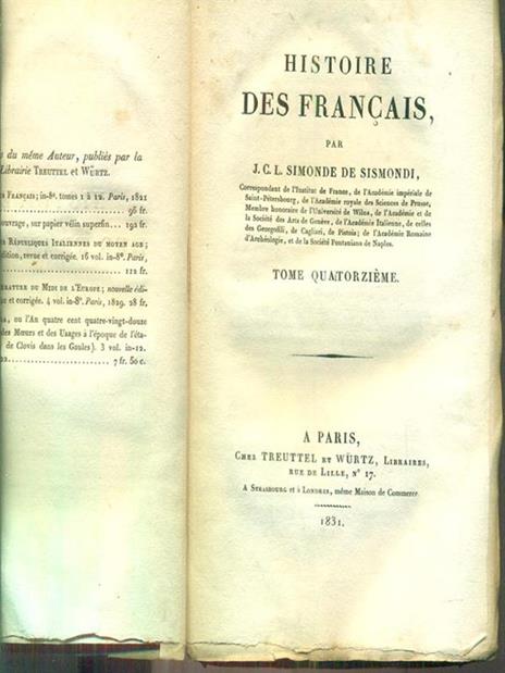 histoire des francais tome quatorzieme - Simonde de Sismondi - 3