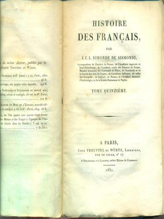 histoire des francais tome quinzieme - Simonde de Sismondi - 4