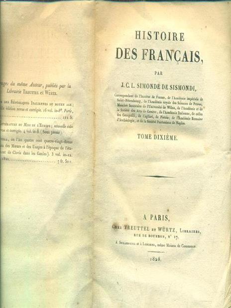 histoire des francais tome dixieme - Simonde de Sismondi - 5