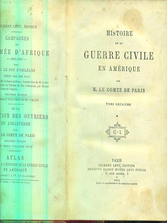 Histoire de la guerre civile en amerique tome II - copertina