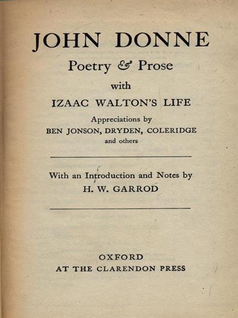 John Donne Poetry & prose - copertina