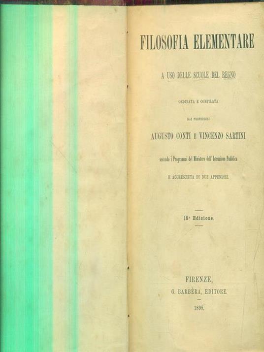 Filosofia elementare - Conti - copertina