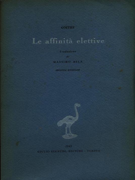 Le affinità elettive - Johann Wolfgang Goethe - copertina