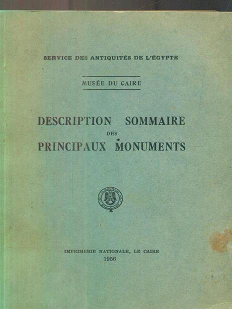 Description Sommaire Des Principaux Monuments Musee du Caire - 3