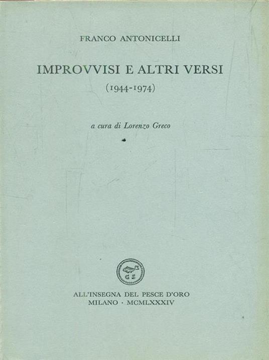 Improvvisi e altri versi - Franco Antonicelli - copertina