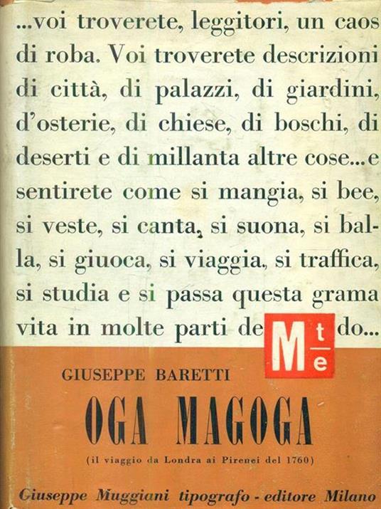 Oga magoga - Giuseppe Baretti - copertina