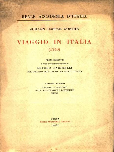 Viaggio in Italia (1740). Volume 2 - Johann Wolfgang Goethe - copertina
