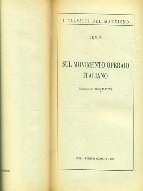 Sul movimento operaio italiano - Lenin - copertina