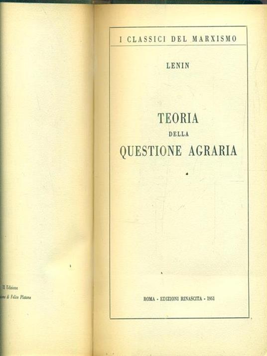 Teoria della questione agraria - Lenin - copertina