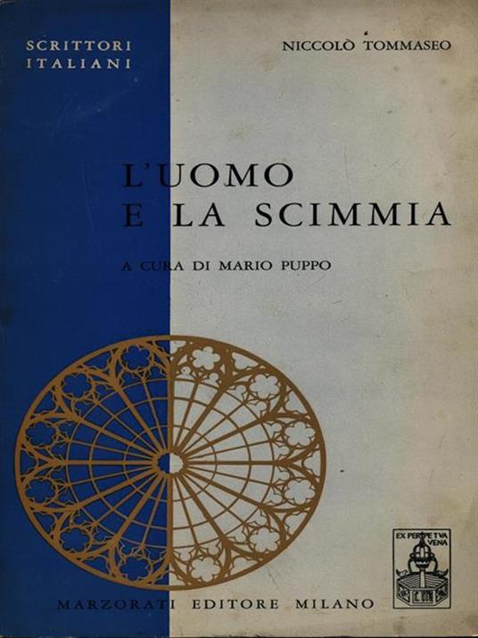 L' uomo e la scimmia - Niccolò Tommaseo - copertina