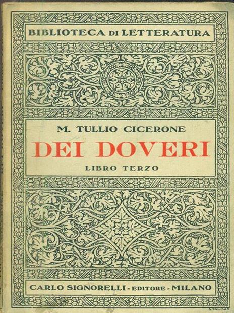 Dei doveri. Libro terzo - M. Tullio Cicerone - copertina