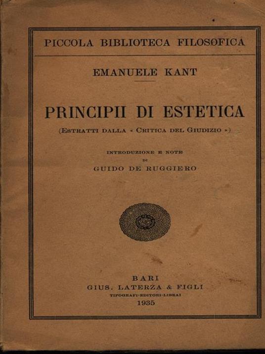 Principii di estetica - Immanuel Kant - copertina