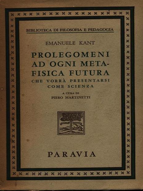 Prolegomeni ad ogni metafisica futura - Immanuel Kant - copertina