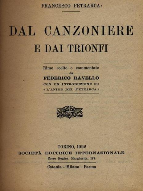 Dal Canzoniere e dai Trionfi - Francesco Petrarca - copertina