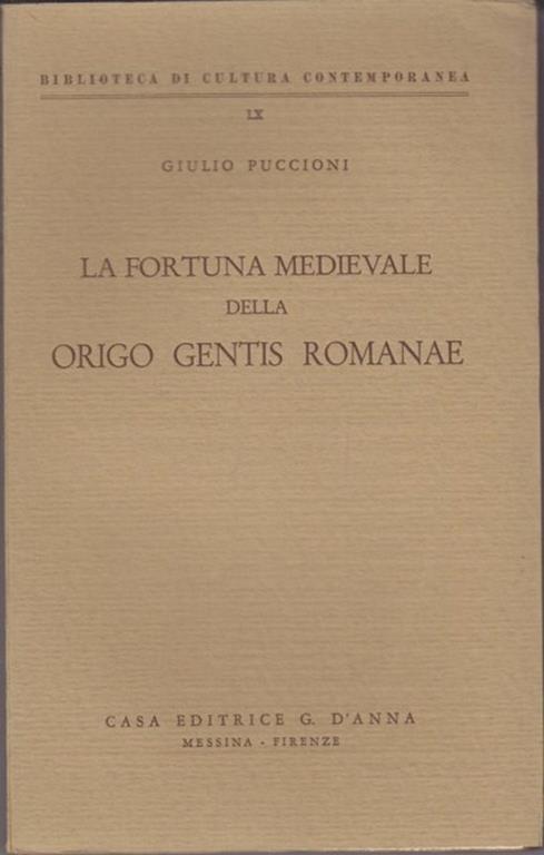 La fortuna medievale della origo gentis romanae - Giulio Puccioni - copertina