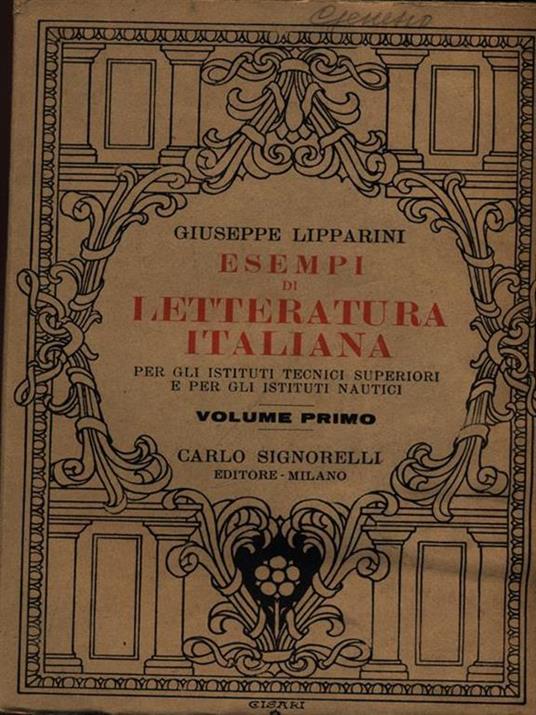 Esempi di letteratura italiana vol. 1 - Giuseppe Lipparini - copertina