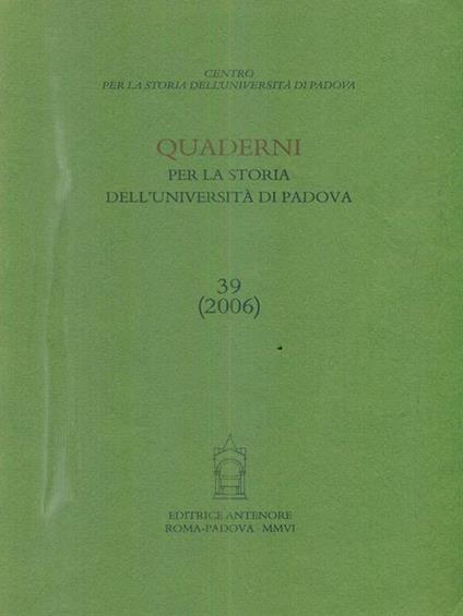 Quaderni per la storia dell'Università di Padova - copertina