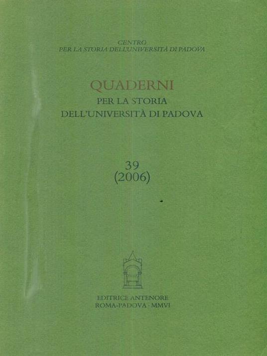 Quaderni per la storia dell'Università di Padova - copertina