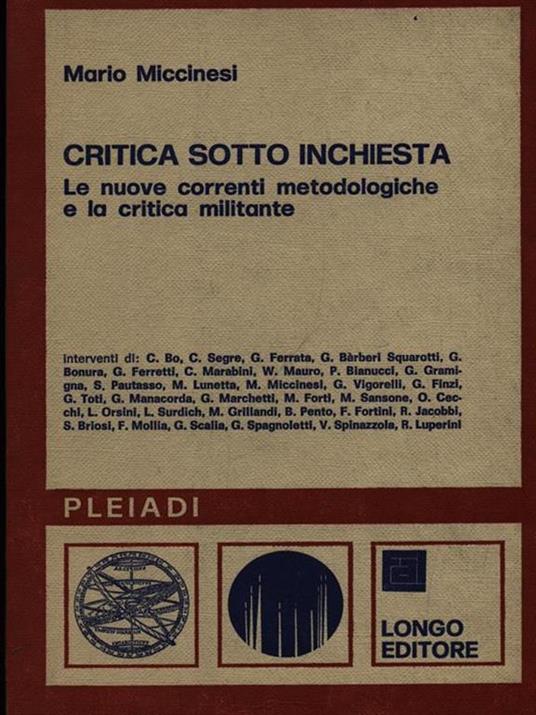 Critica sotto inchiesta - Mario Miccinesi - 2
