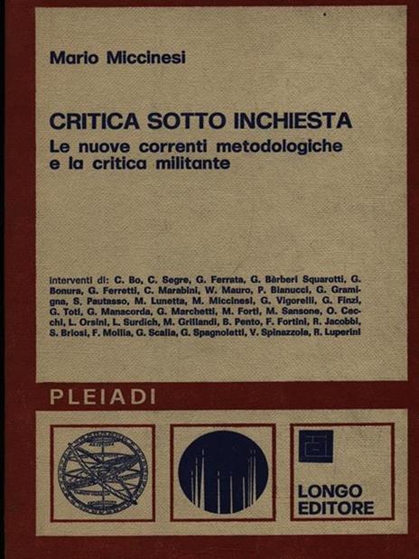 Critica sotto inchiesta - Mario Miccinesi - copertina