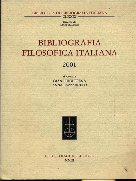 Biliografia filosofica italiana 2001 - Gian Luigi Brena - copertina