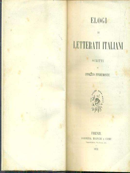 Elogi di letterati italiani - Ippolito Pindemonte - copertina